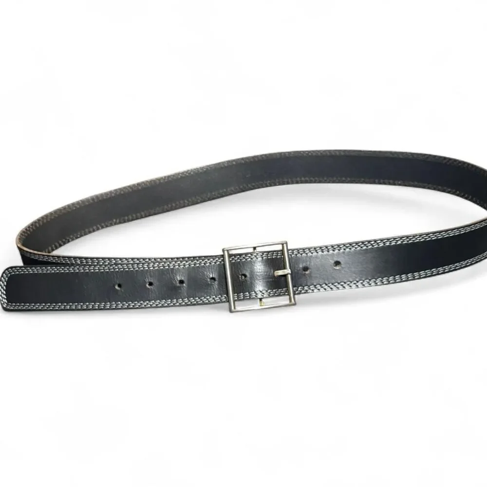 Wrangler Men’s Black Genuine Leather Belt Size 42 | 48” Length | 1.5” Width | Si